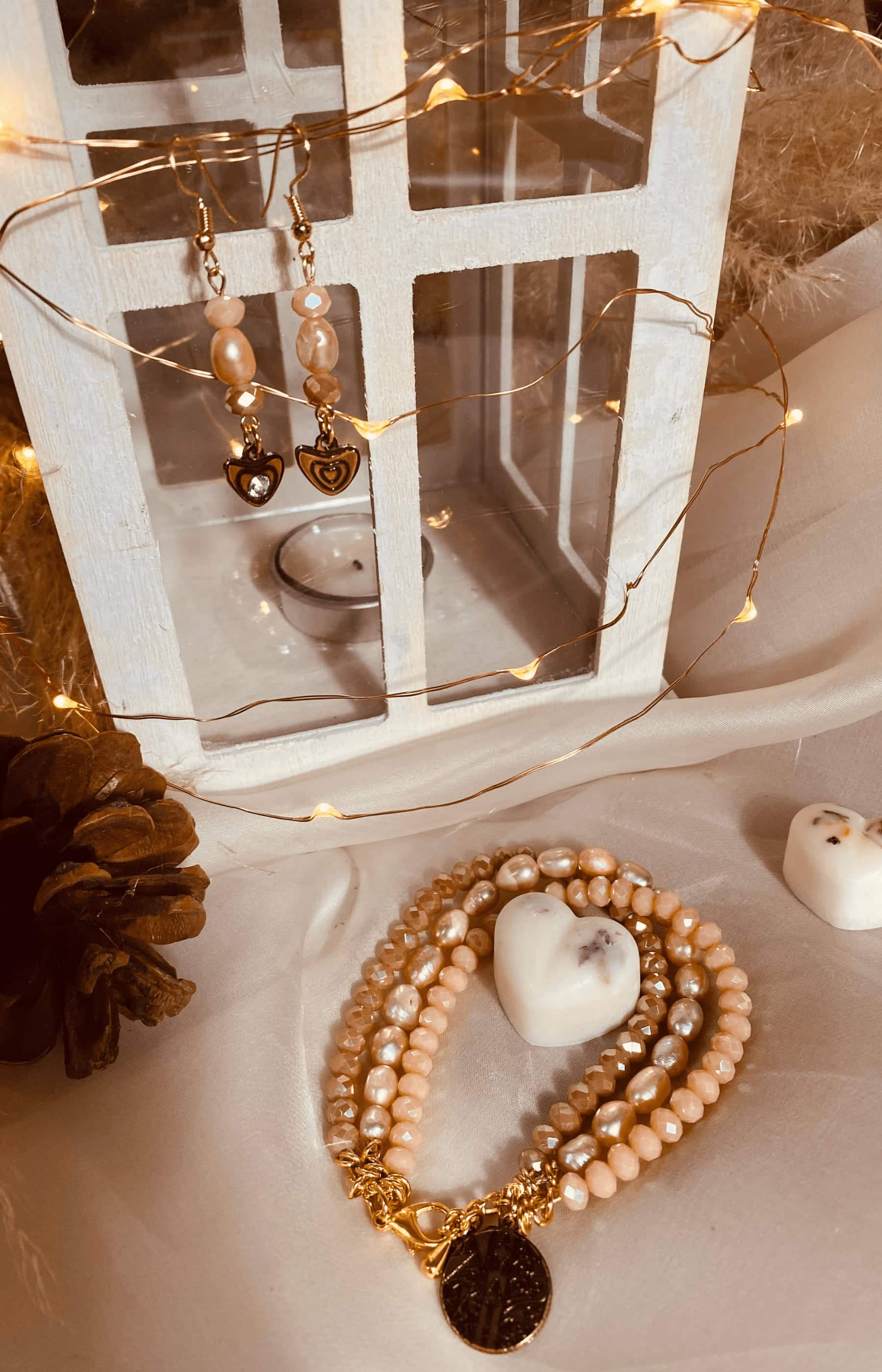 pink pearls and crystals earrings