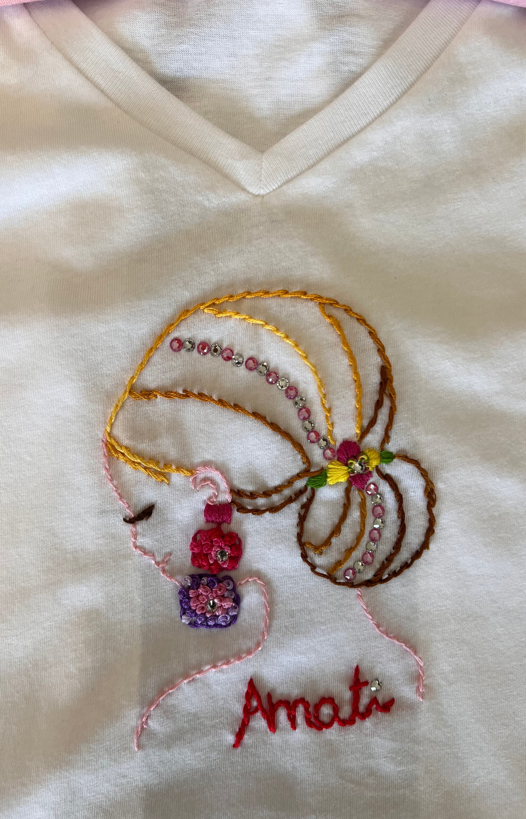 tshirt bianca ricamo amati
